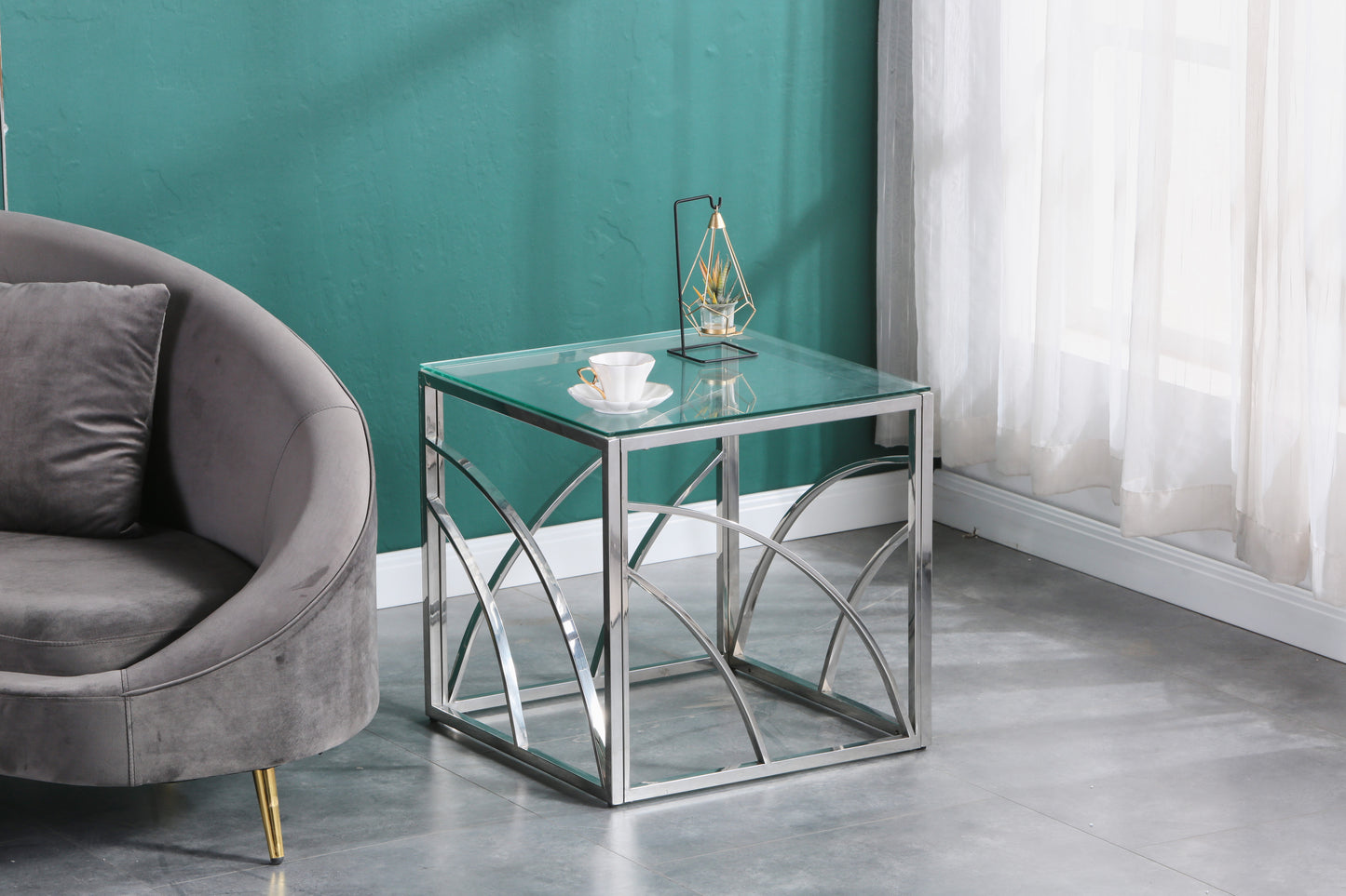 Glass End Table Gold Small Coffee Table Sofa Table